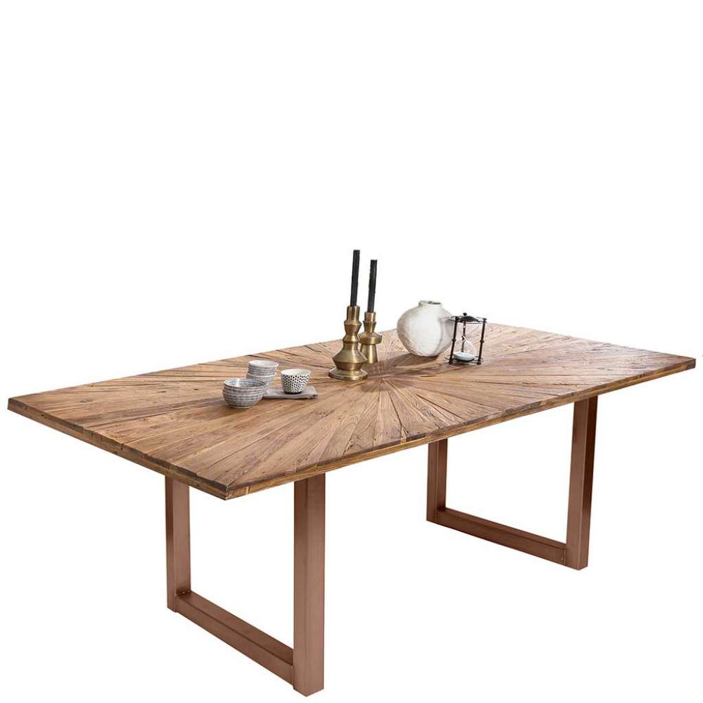Designesstisch aus Teak Recyclingholz und Stahl Loft Style