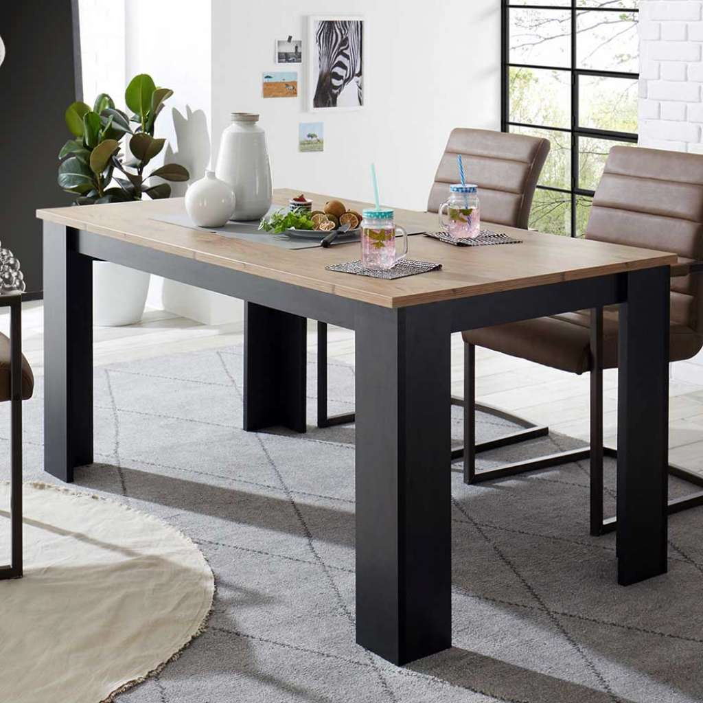 Esszimmertisch in Schwarz und Kastanienfarben 75 cm hoch
