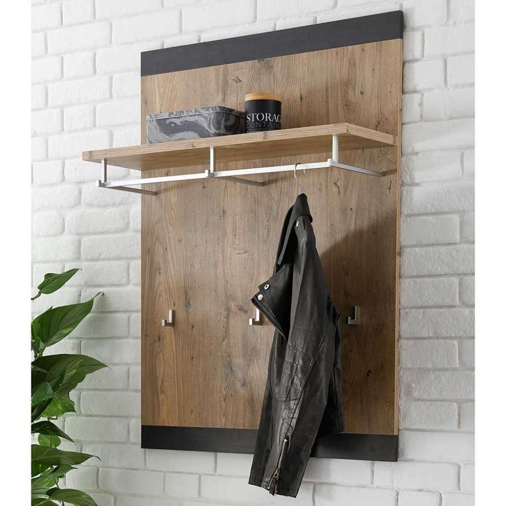 Wandgarderobe in Schwarz und Kastanienfarben 80 cm breit