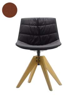 MDF Italia - Flow VN Drehstuhl gepolstert - Manila 464 cognac - Schale schwarz - Gestell Eiche natur - indoor