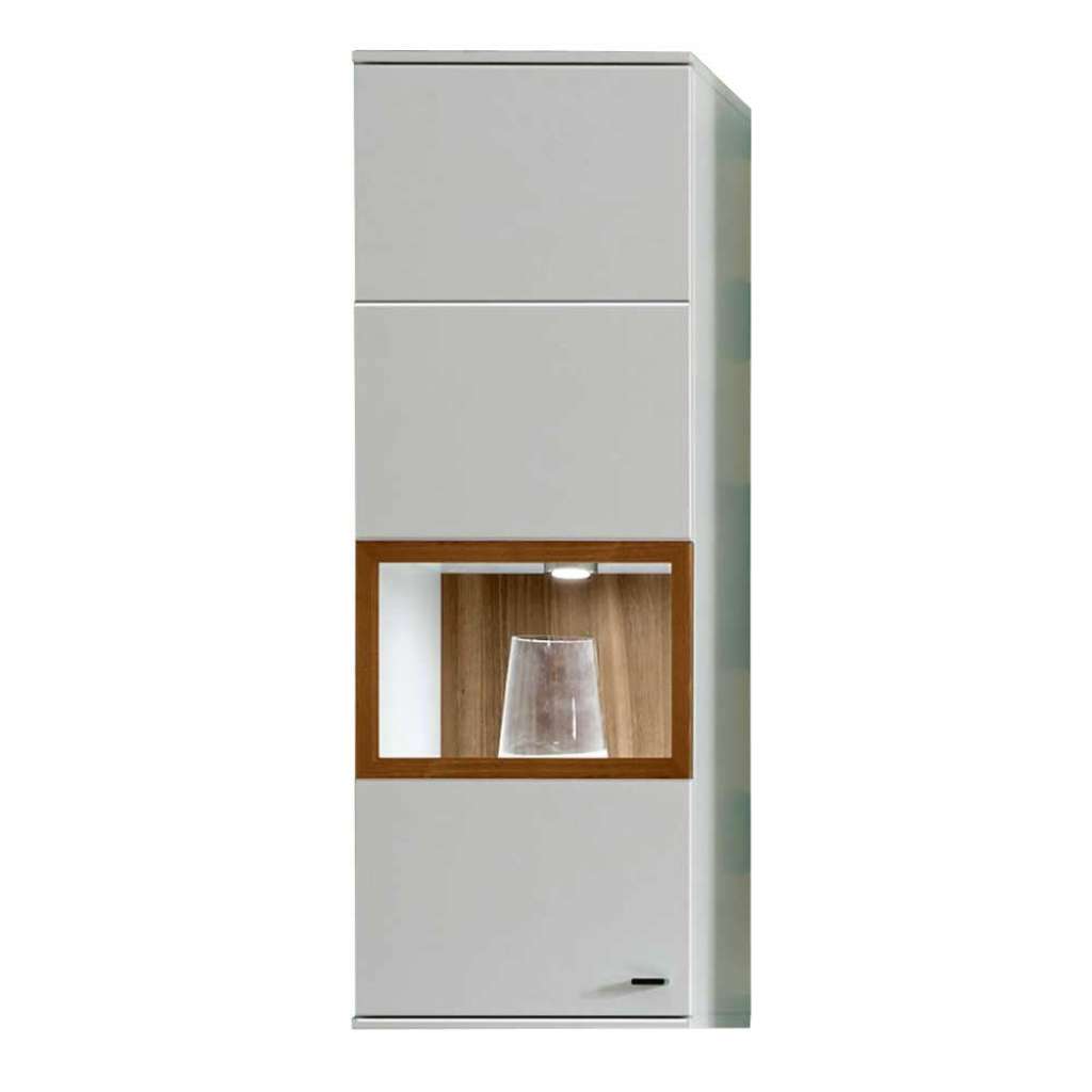 Hängevitrine in Weiß und Eiche Bianco 40 cm breit