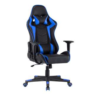 Gamingstuhl in Blau und Schwarz verstellbarer Rückenlehne