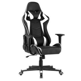 Gaming Schreibtischstuhl in Schwarz und Weiß höhenverstellbarem Sitz