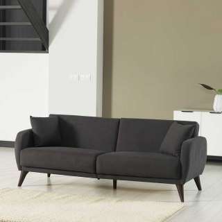 Klappcouch in Anthrazit Webstoff 200 cm breit