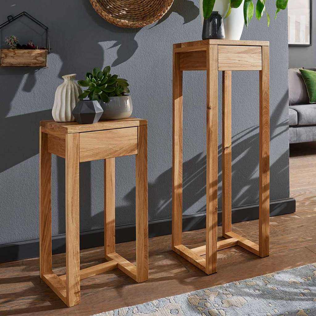 Blumenhocker aus Wildeiche Massivholz einer Schublade (2-teilig)