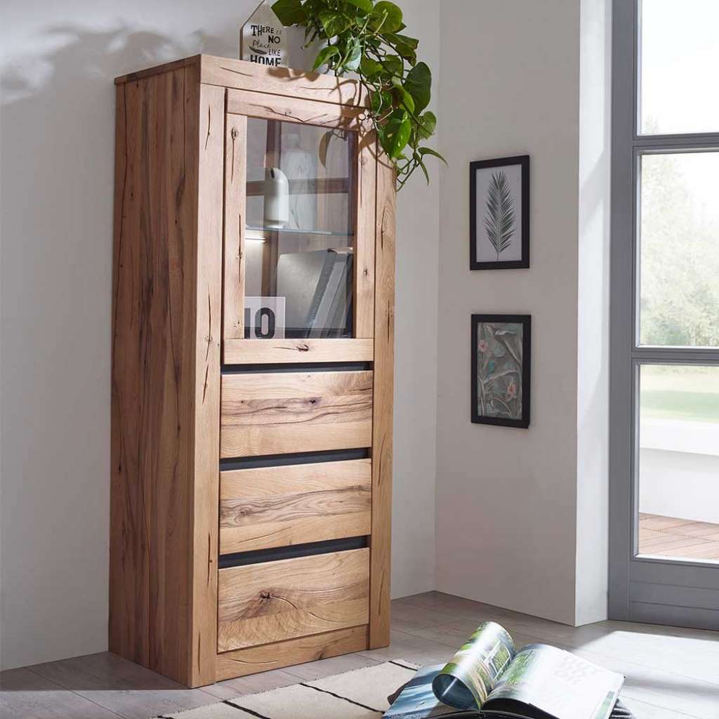 Vitrine aus Wildeiche Massivholz Zerreiche Massivholz