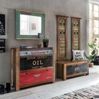 Flurgarderobenset im Vintage Look Recyclingholz (5-teilig)