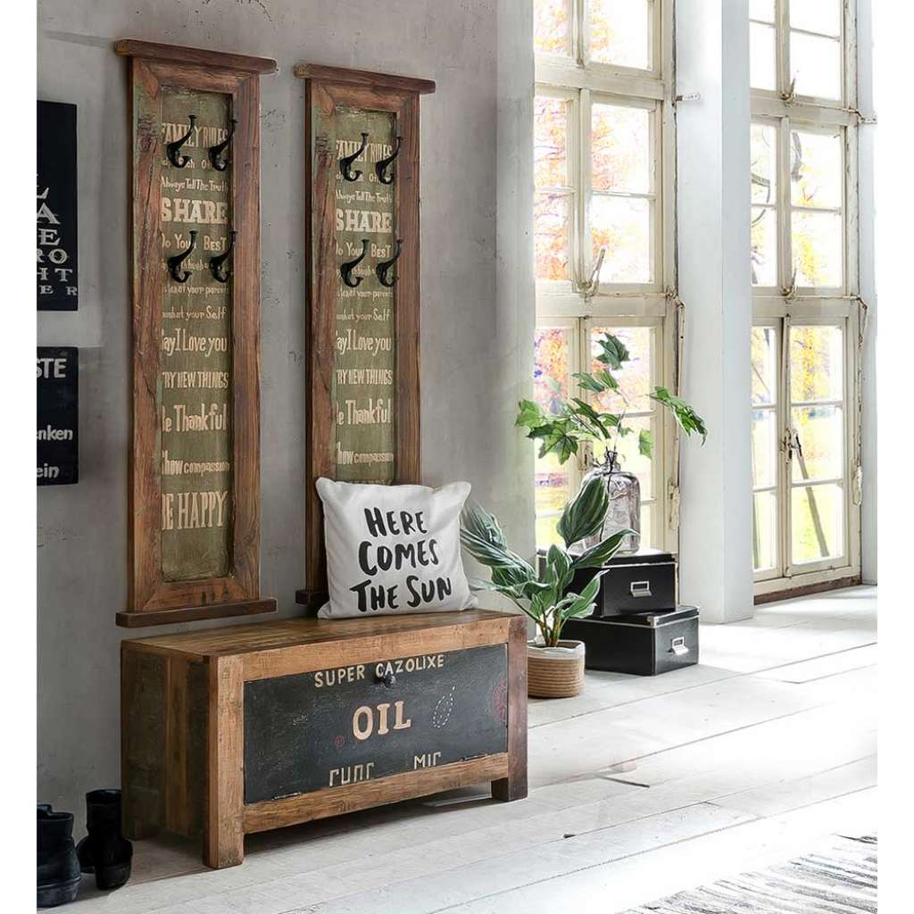 Flurgarderobe in Braun und Bunt Recyclingholz (3-teilig)