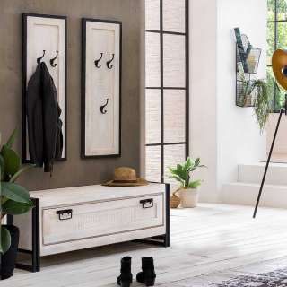 Flurmöbel Set in Schwarz und Weiß Mangobaum Massivholz und Metall (3-teilig)