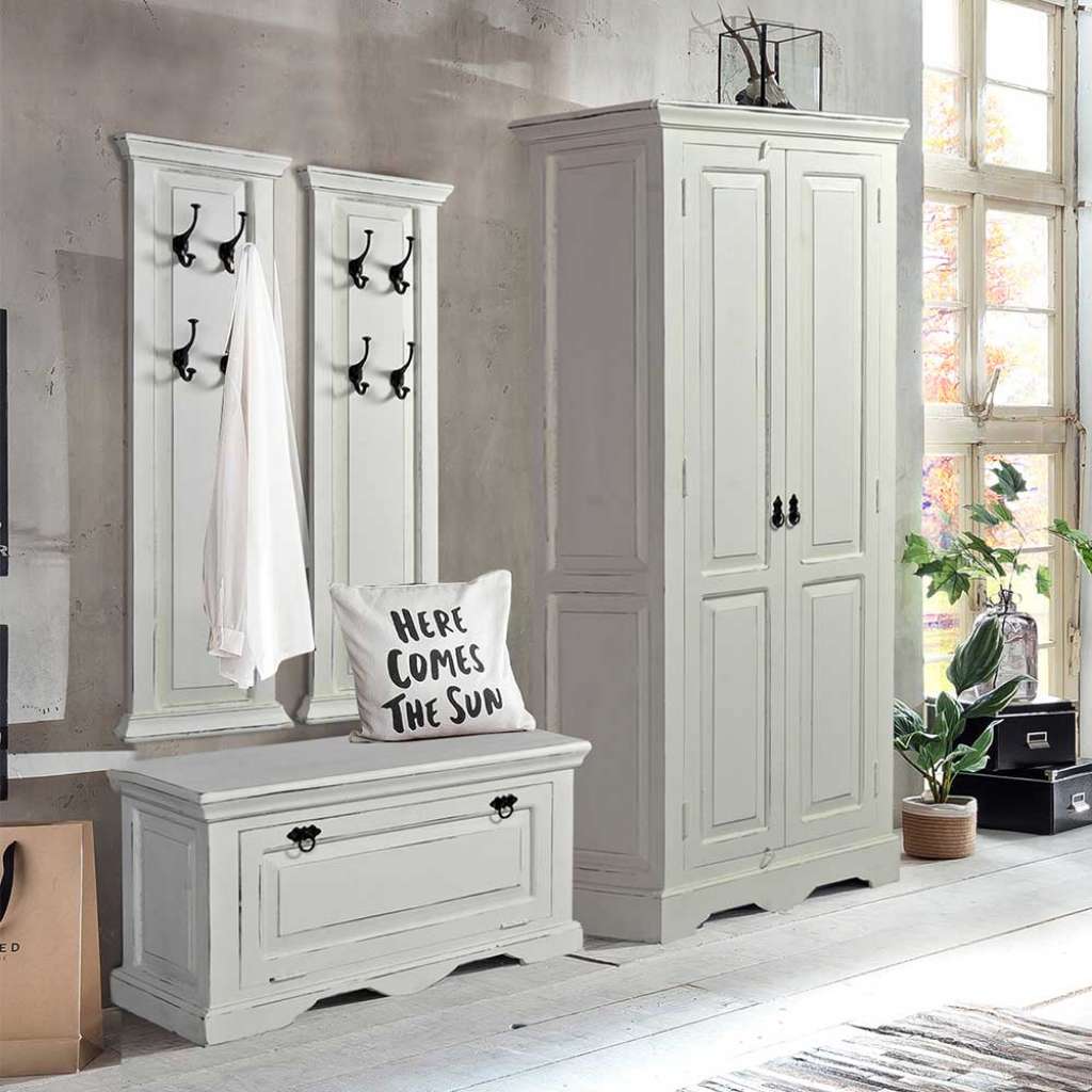 Flurgarderobe in Antikweiß Vintage Look (4-teilig)