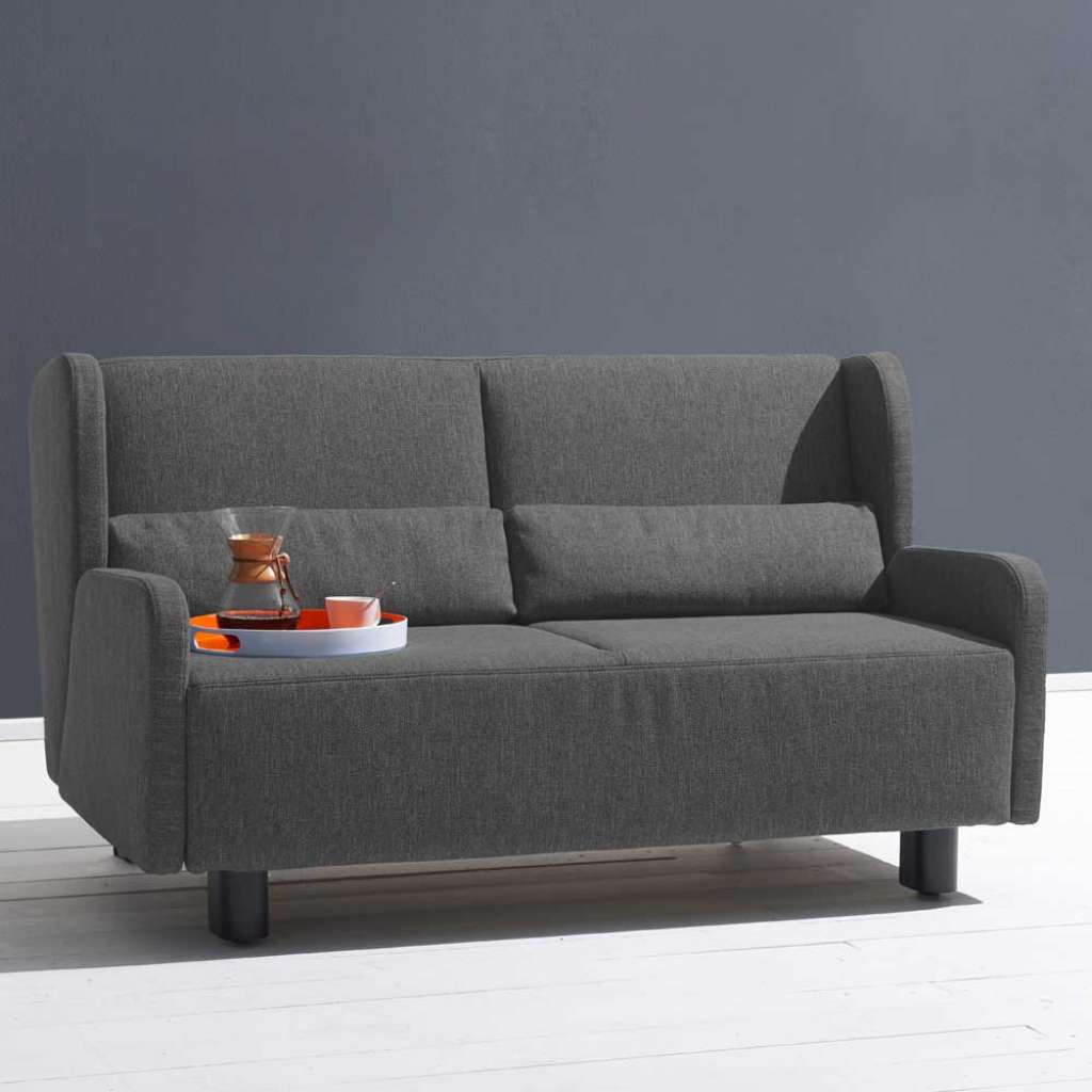 Bettsofa in Dunkelgrau Webstoff Made in Germany