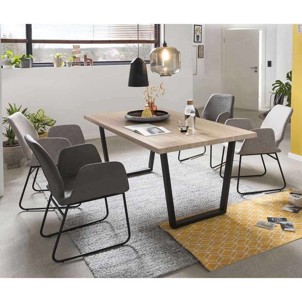 Esstischgruppe in Grau und Sonoma Eiche Skandi Design (5-teilig)