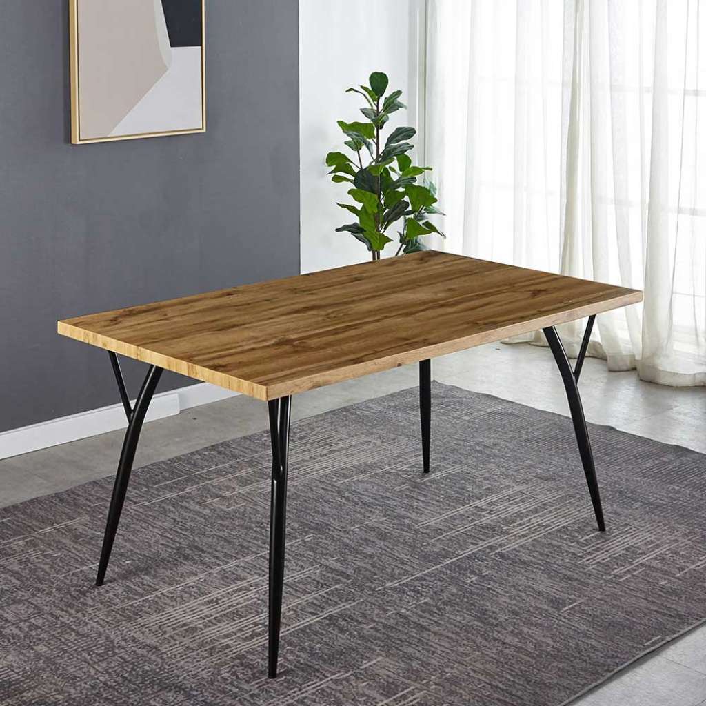 Esszimmer Tisch in Eichefarben und Schwarz 150 cm breit