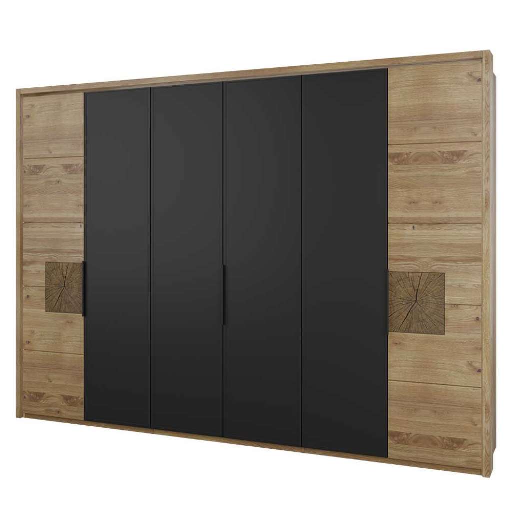 Drehtürenkleiderschrank in Anthrazit und Eiche Bianco 6 türig