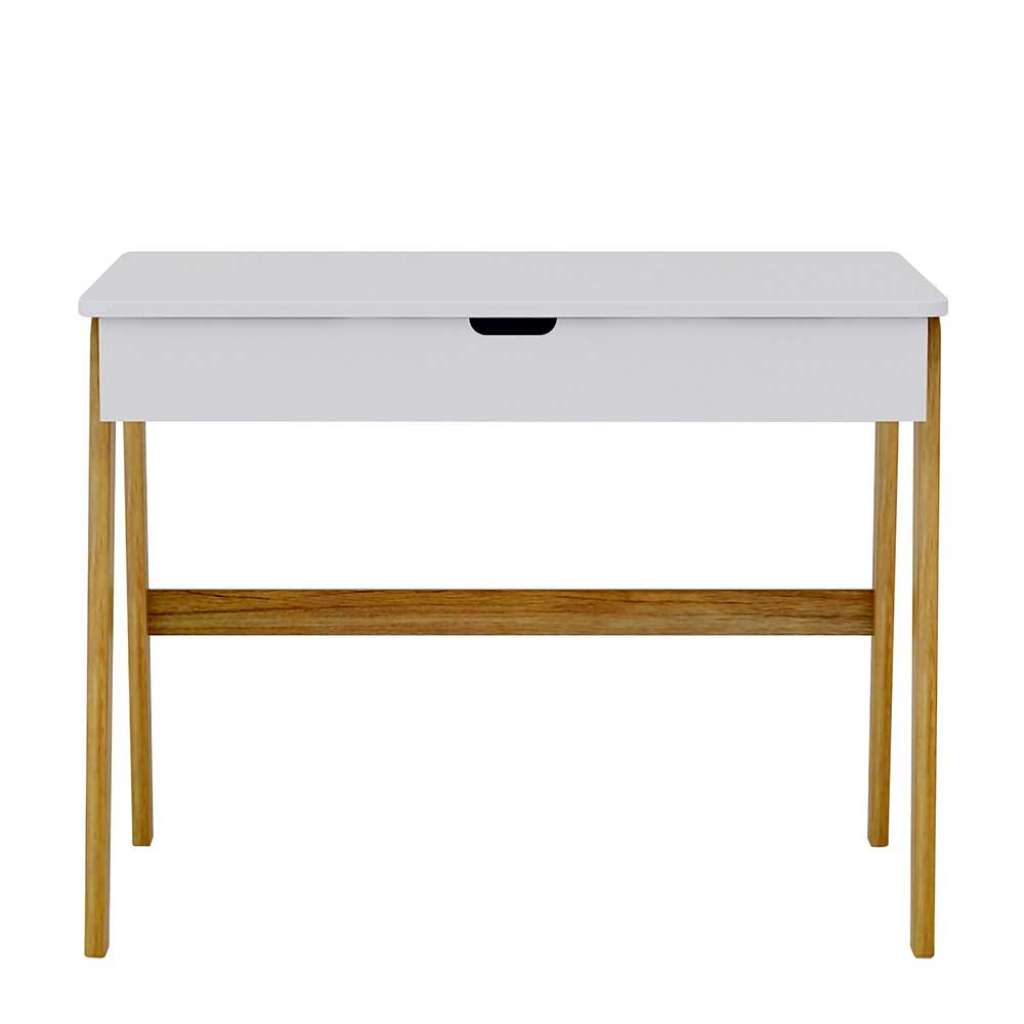 Jugendschreibtisch in Weiß Pinie teilmassiv Skandi Design
