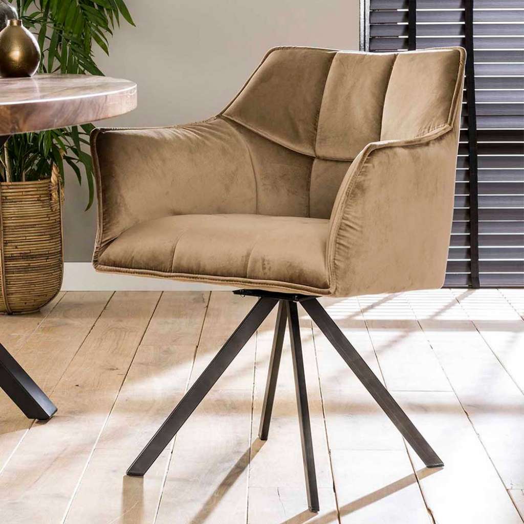 Drehbare Armlehner in Beige Samt modern (2er Set)