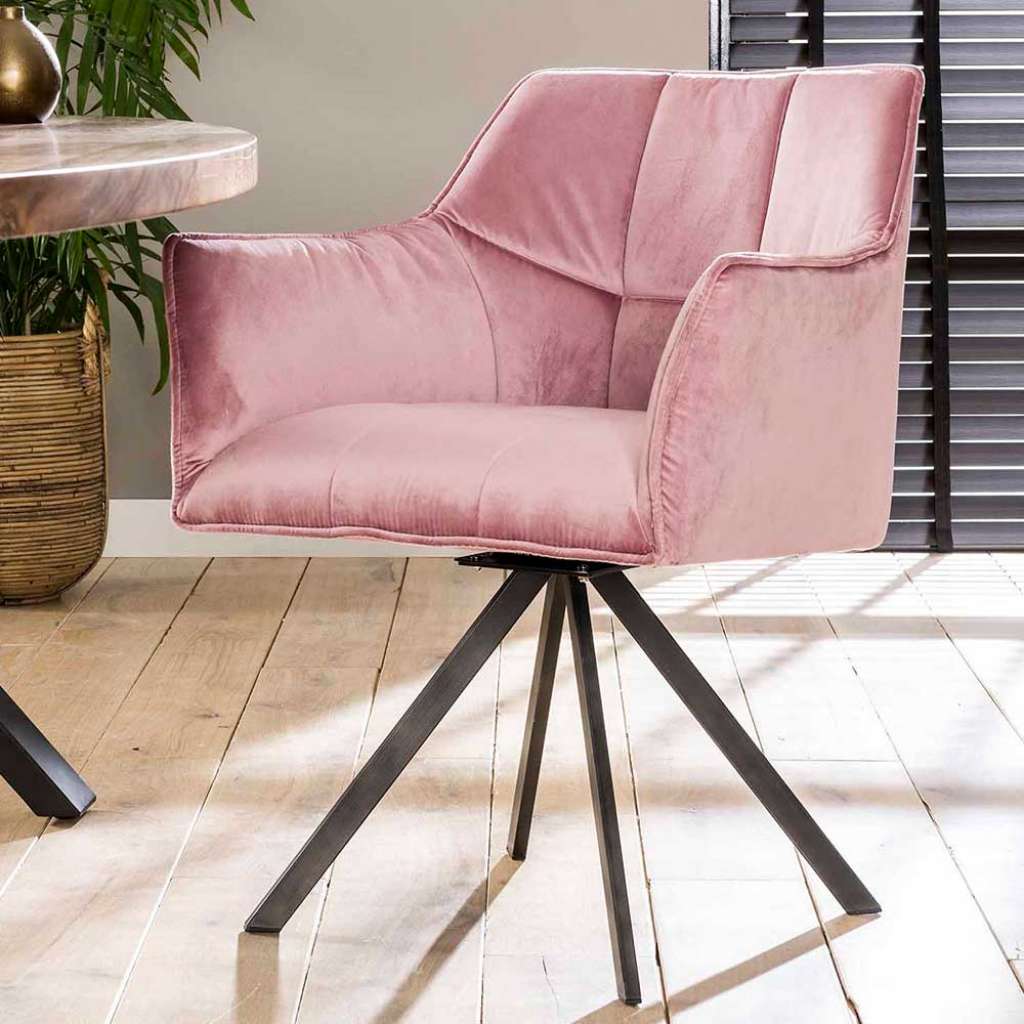 Samt Stühle in Rosa drehbar (2er Set)