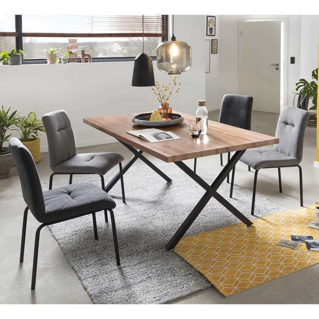 Esszimmer Sitzgruppe in Wildeichefarben und Grau Loft Design (5-teilig)