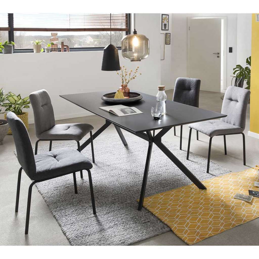 Esszimmermöbelset in Grau und Schwarz Loft Design (5-teilig)