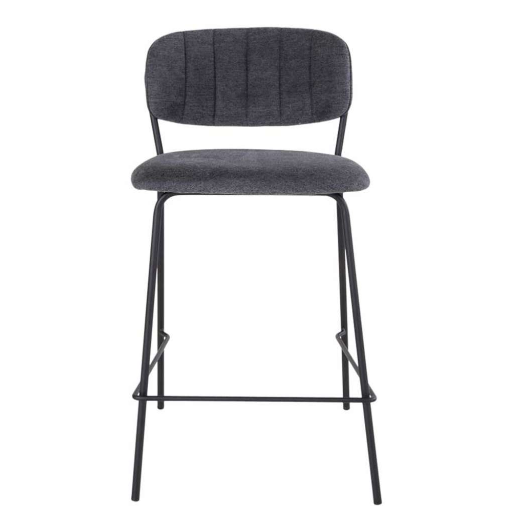 Tresenstühle in Dunkelgrau Webstoff Skandi Design (2er Set)