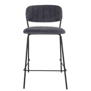 Tresenstühle in Dunkelgrau Webstoff Skandi Design (2er Set)