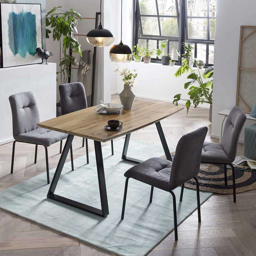 Esszimmermöbelset in Eichefarben und Grau Loft Design (5-teilig)