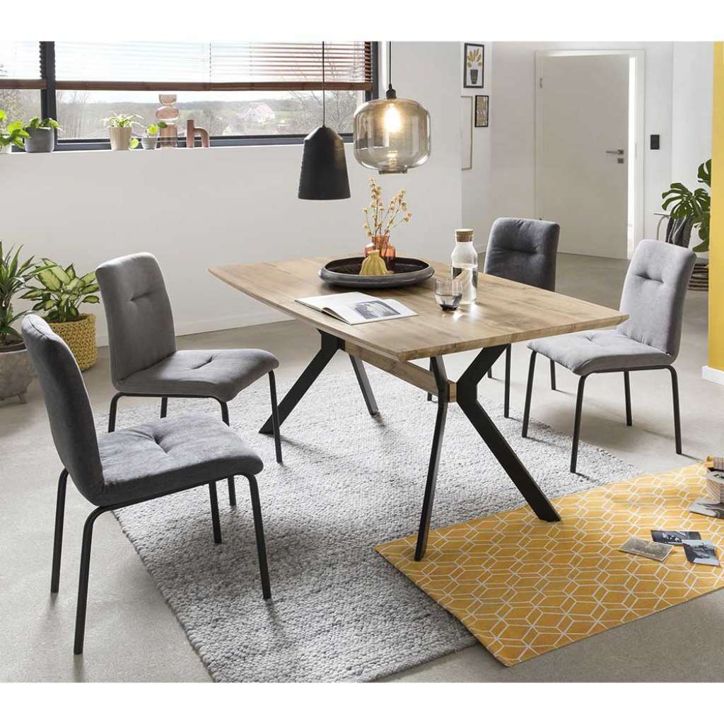 Tischgruppe in Grau und Eichefarben modern (5-teilig)