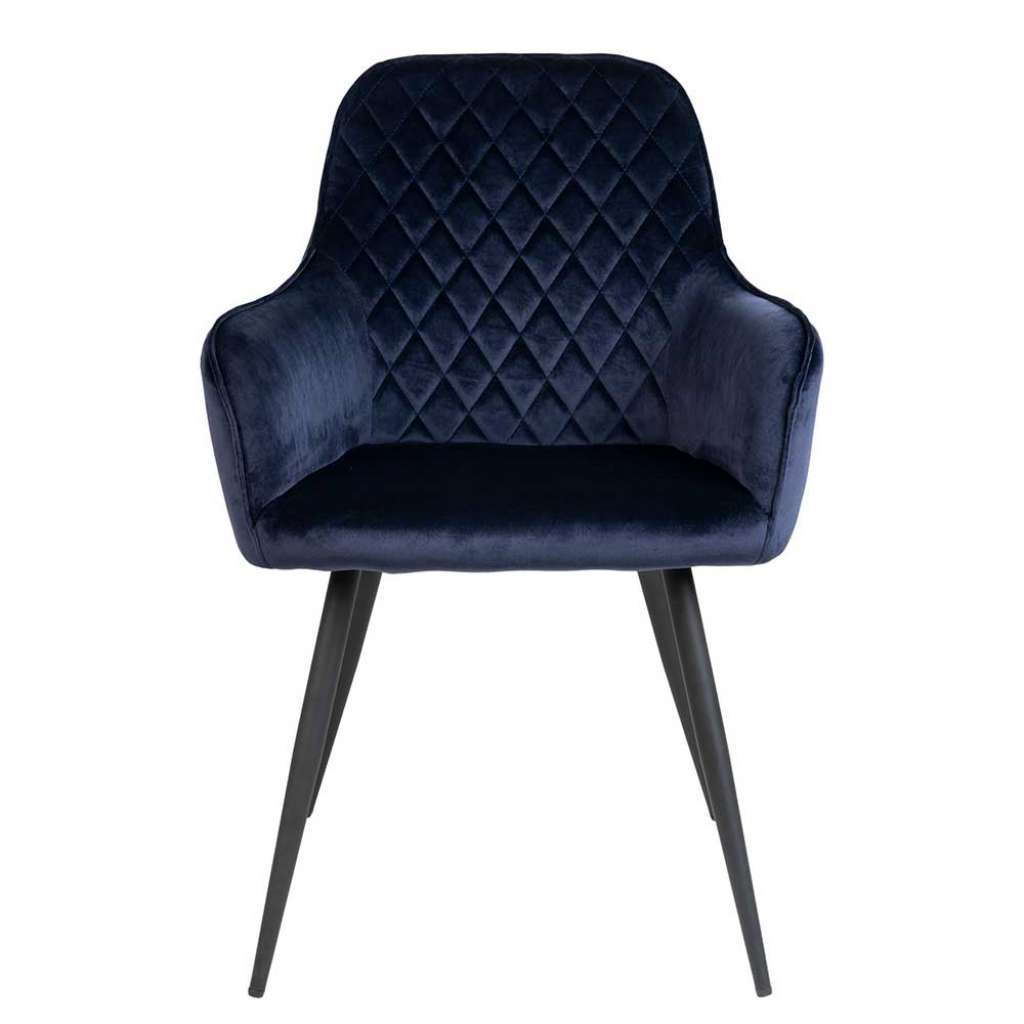 Esszimmer Polsterstühle in Dunkelblau Samt Armlehnen (2er Set)
