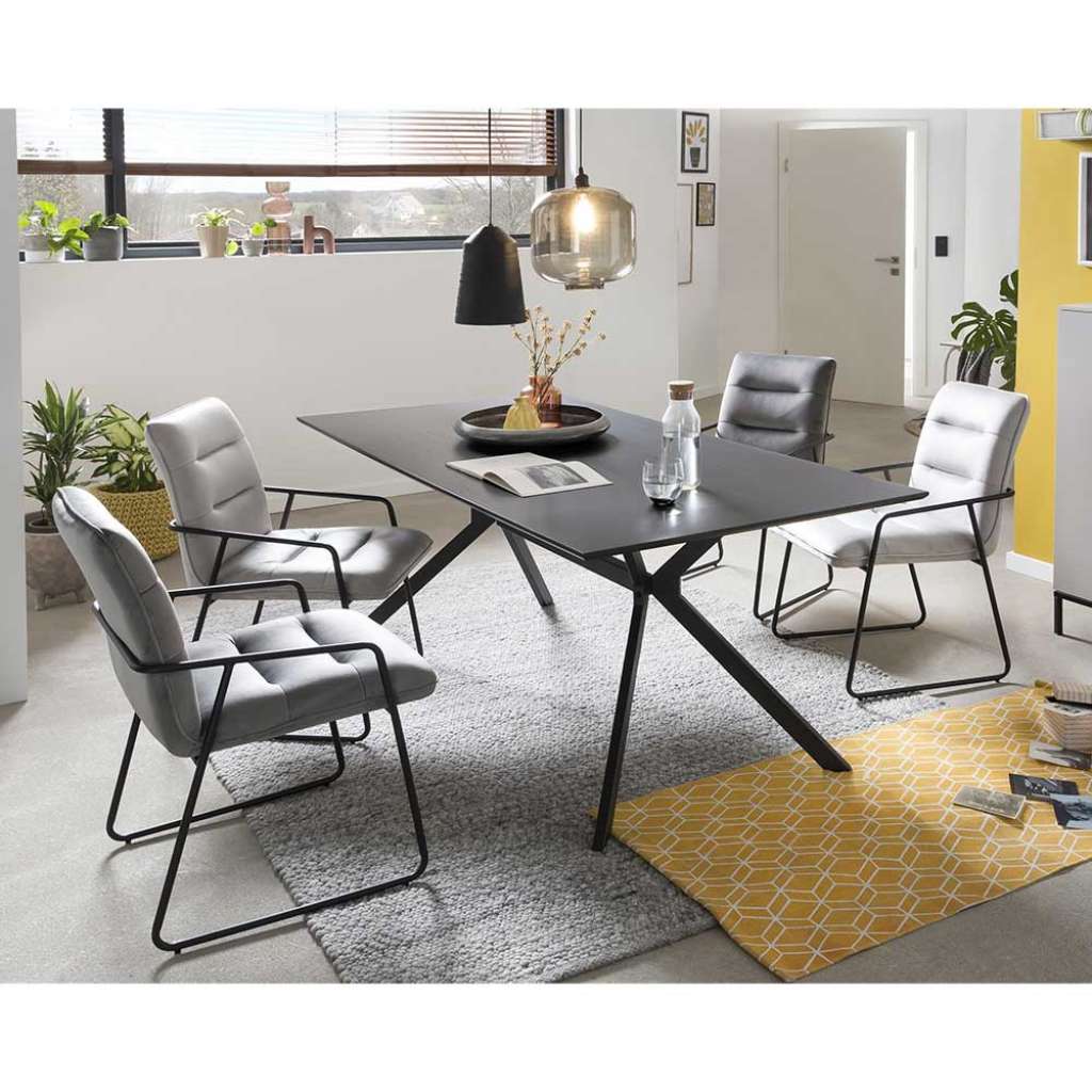 Esstischgruppe in Anthrazit und Hellgrau Skandi Design (5-teilig)