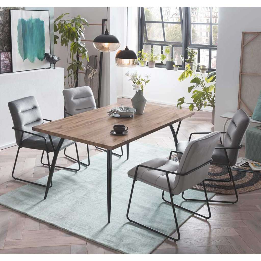 Essgruppe in Wildeichefarben und Grau Skandi Design (5-teilig)