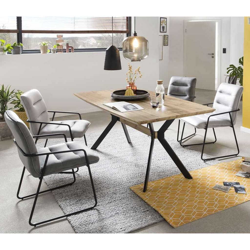 Essplatzgruppe in Wildeichefarben und Grau Skandi Design (5-teilig)