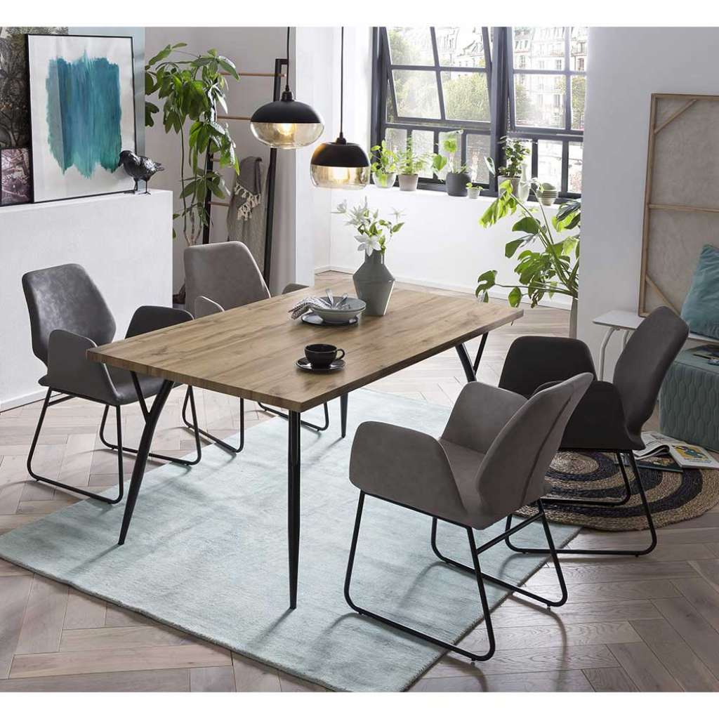 Essgruppe in Wildeichefarben und Grau Skandi Design (5-teilig)
