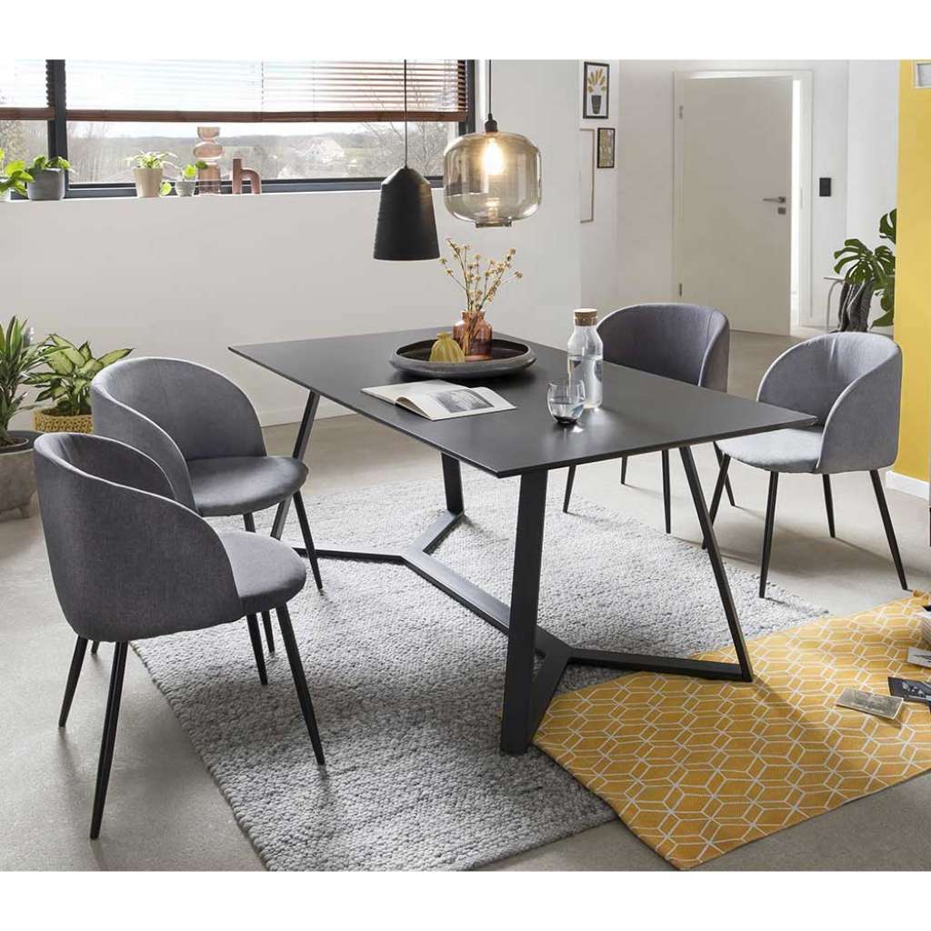 Esszimmer Gruppe in Anthrazit und Grau Loft Design (5-teilig)