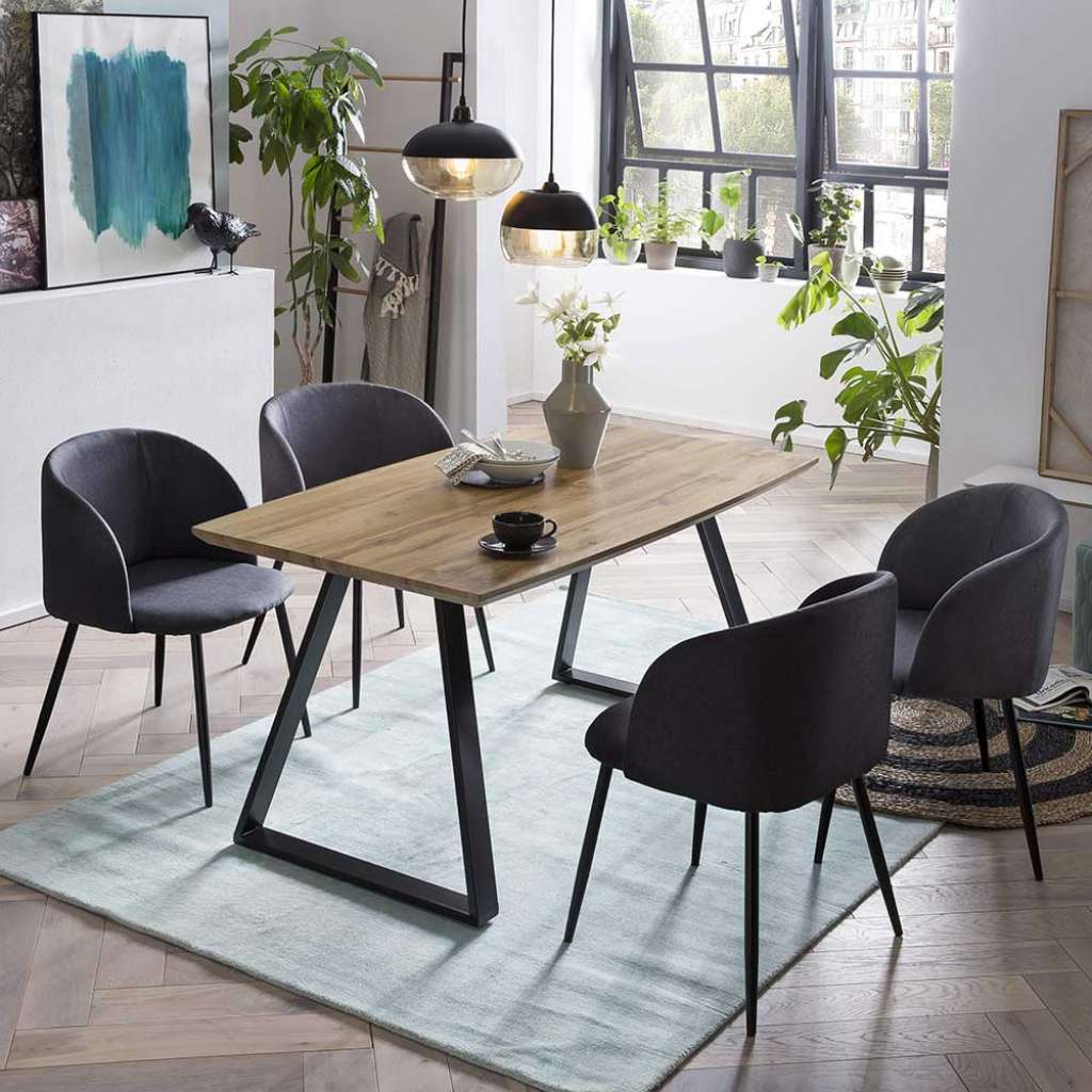 Esszimmergruppe in Eichefarben und Grau Loft Design (5-teilig)