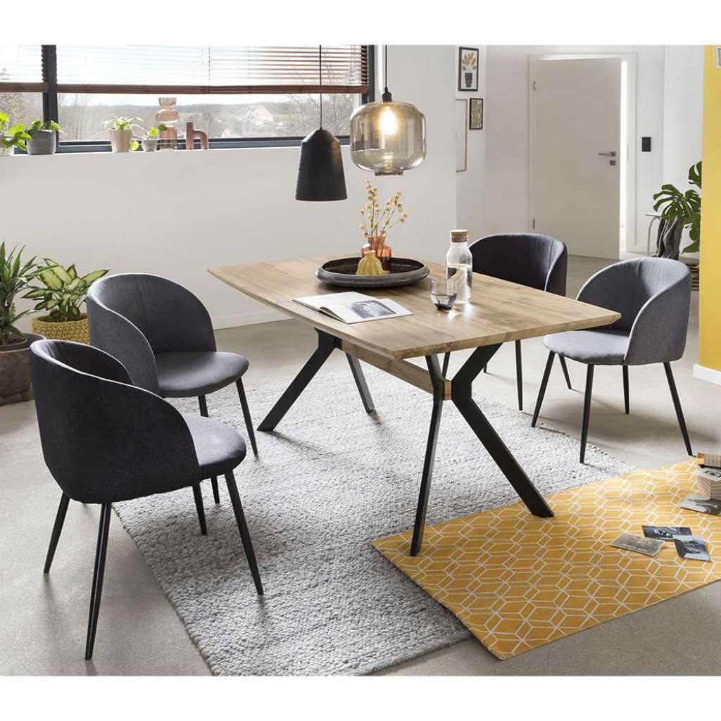 Esszimmer Gruppe in Eichefarben und Grau modern (5-teilig)