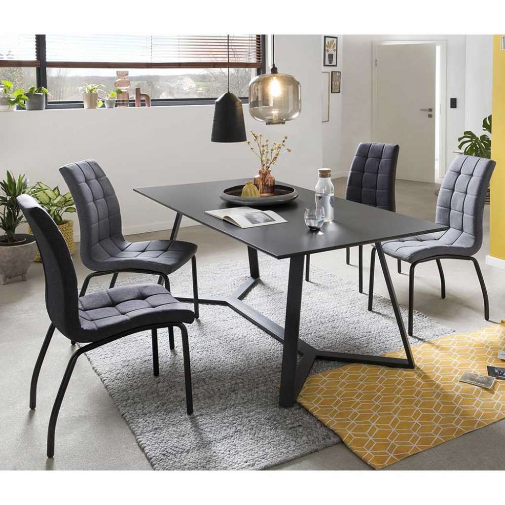 Esszimmer Sitzgruppe in Anthrazit und Hellgrau modern (5-teilig)