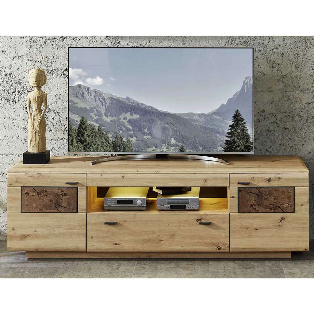Fernsehboard in Wildeiche Hirnholz Optik 190 cm breit