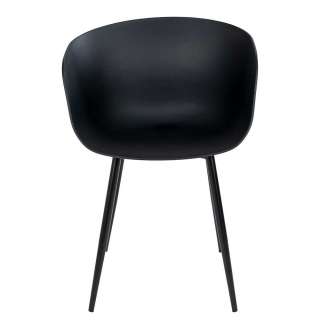 Kunststoff Stühle in Schwarz Gestell aus Metall (2er Set)