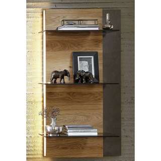 Wandhängeregal in Anthrazit und Wildeiche furniert 60 cm breit
