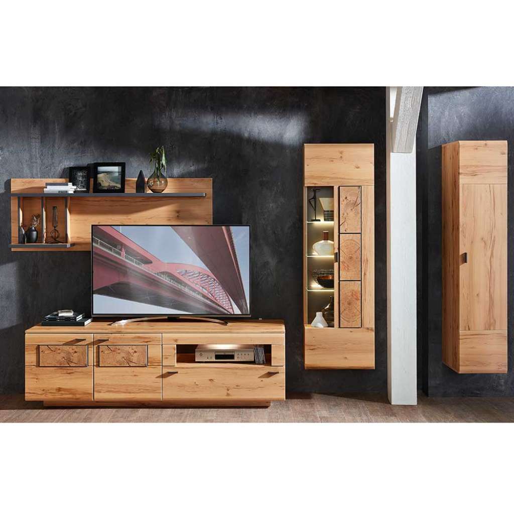Wohnzimmer Anbauwand in Kernbuche Hirnholz Optik modern (4-teilig)