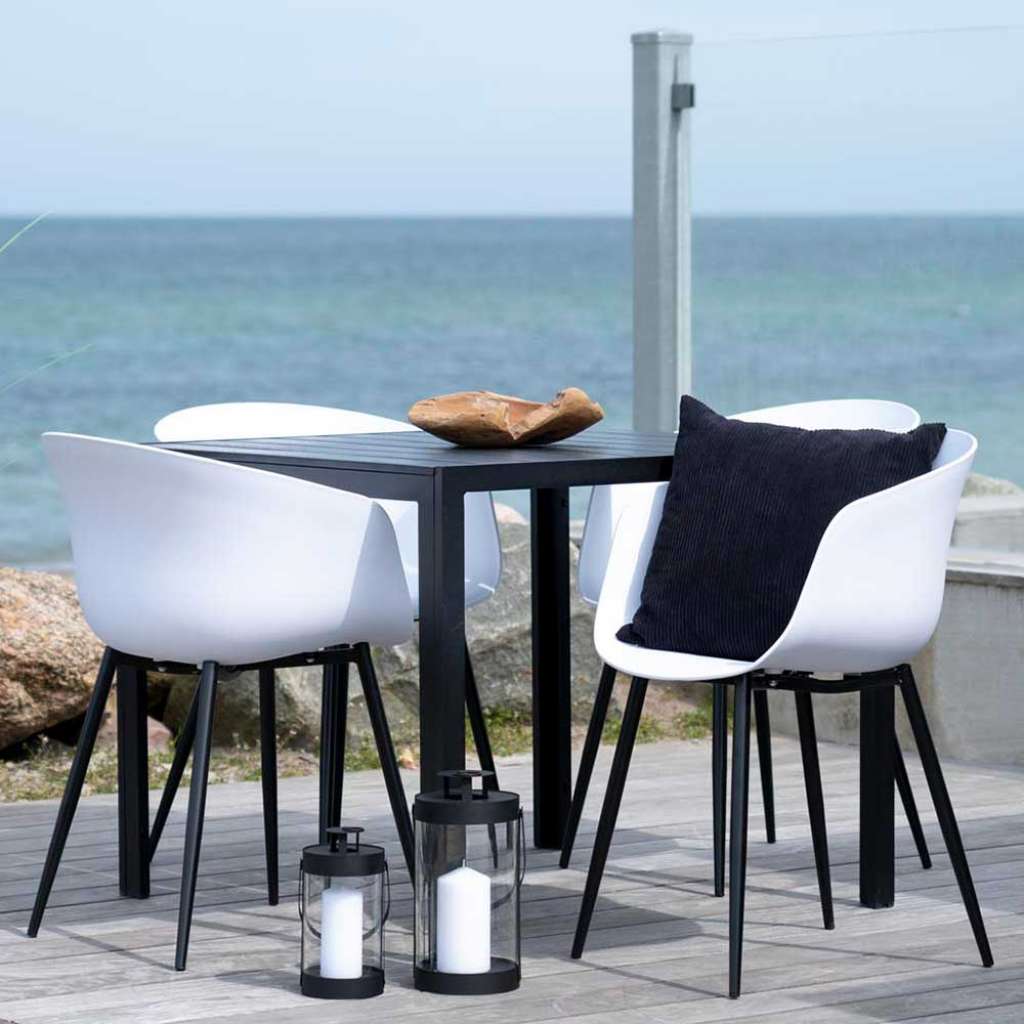 Terrassen Sitzgruppe in Schwarz und Weiß modern (5-teilig)