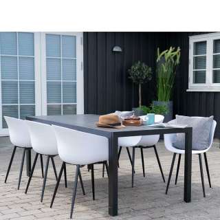 Gartentischgruppe in Weiß und Schwarz Kunststoff Stühlen (7-teilig)