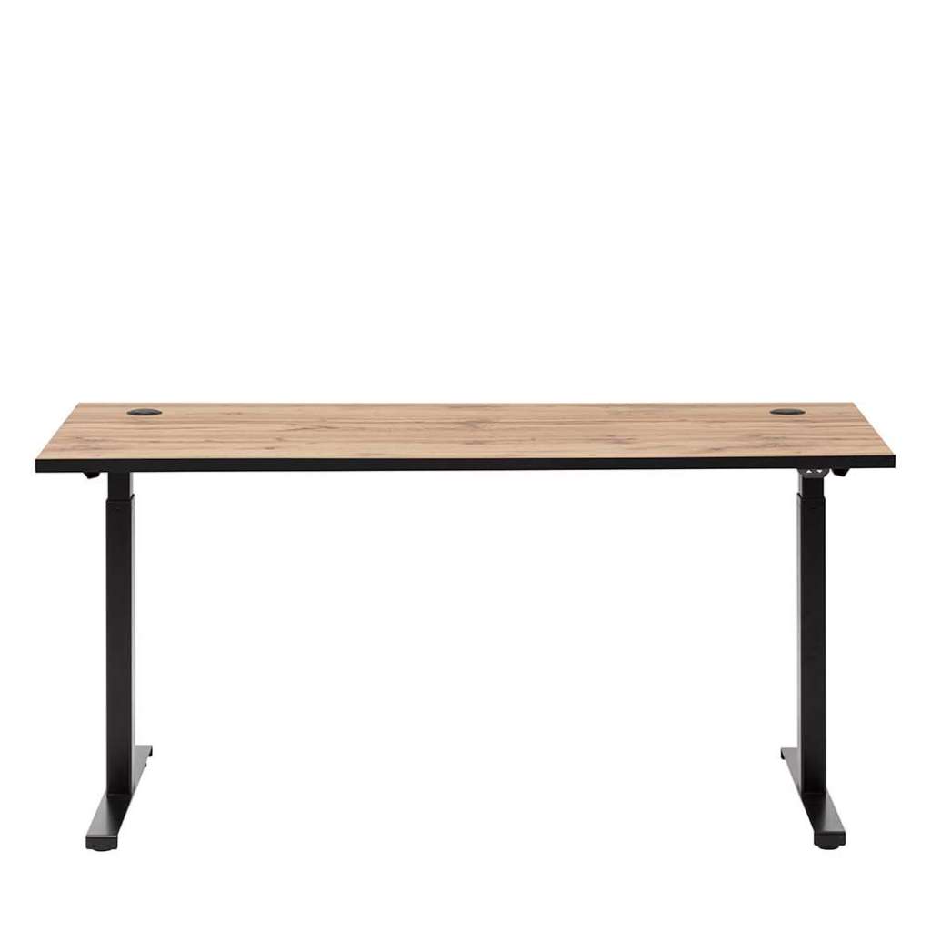 Höhenverstellbarer Schreibtisch in Schwarz und Eiche Optik Made in Germany