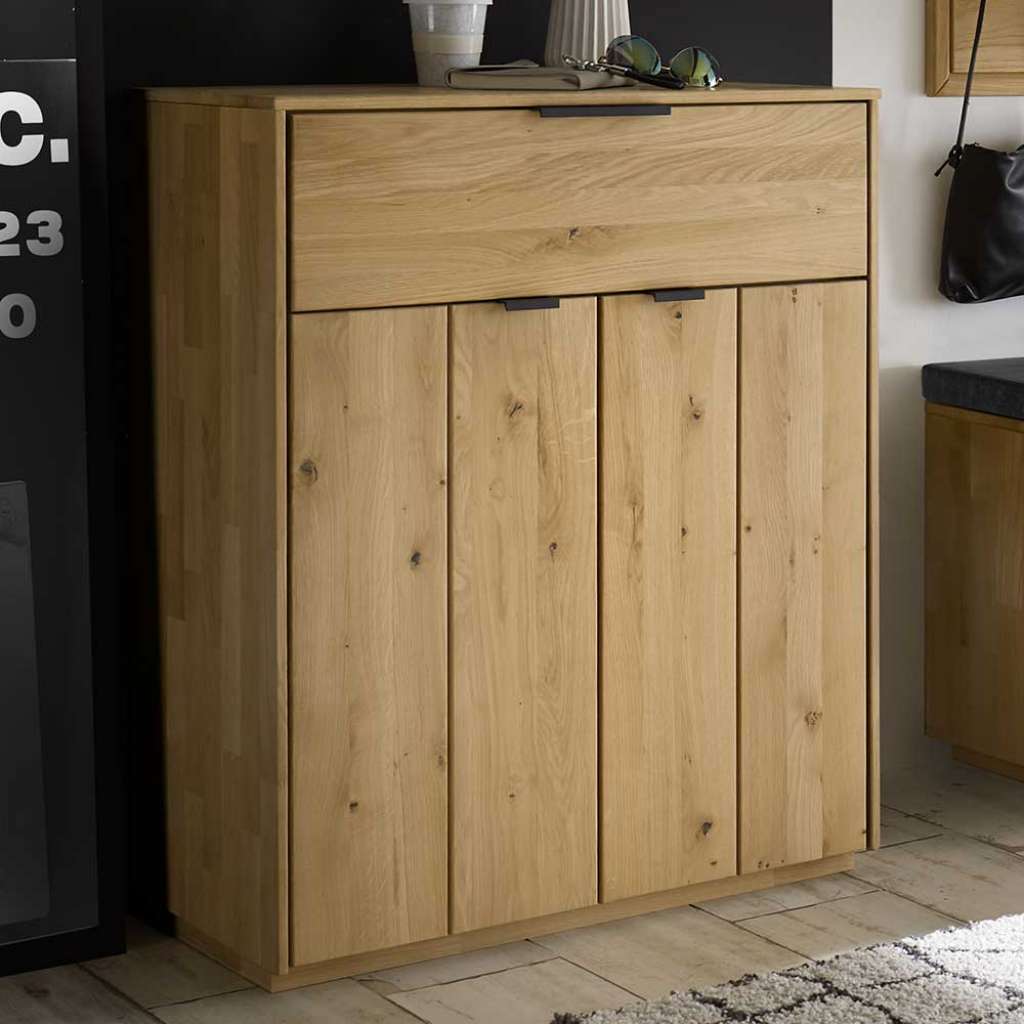 Dielenkommode in Wildeiche Bianco massiv 70 cm breit