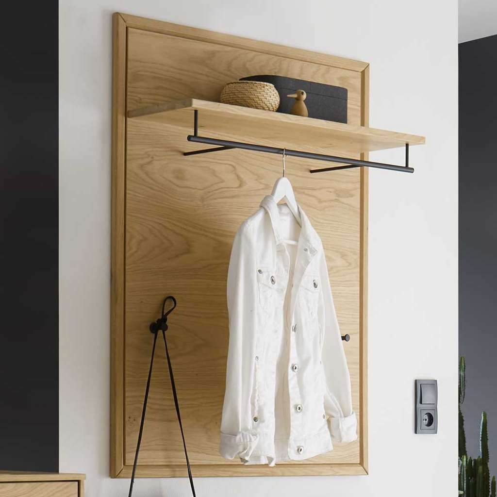 Hängegarderobe in Wildeiche Bianco massiv 80 cm breit