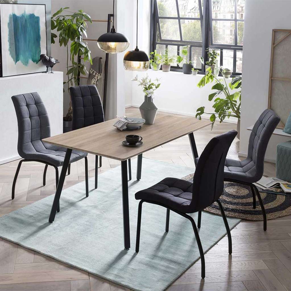 Esstischgruppe in Sonoma Eiche und Grau 140 cm Tisch (5-teilig)