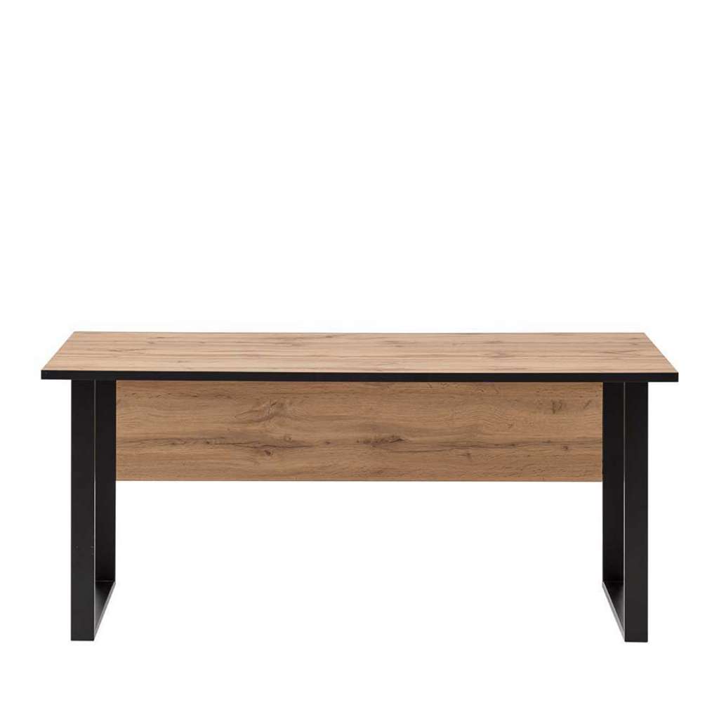 Bürotisch in Eichefarben und Schwarz 160 cm breit