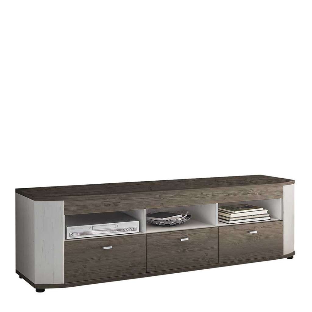Fernsehboard in Weiß und Eiche dunkel modern