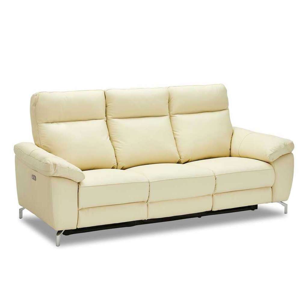 Relaxsofa in Cremefarben Echtleder Taschenfederkern