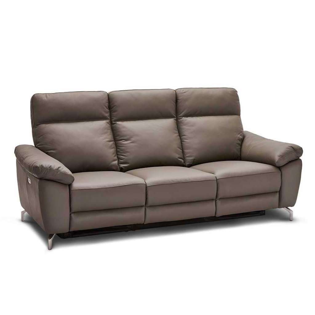 Ledersofa in Grau Relaxfunktion